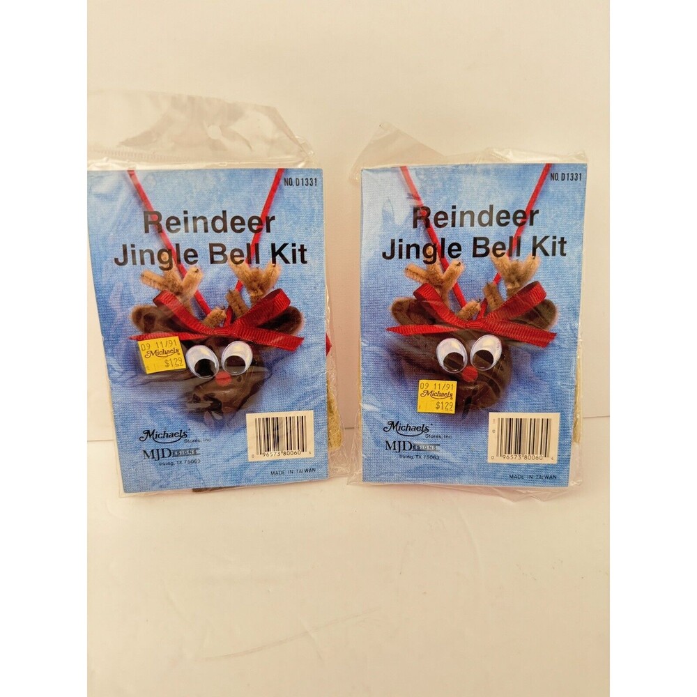 Michael’s Reindeer Jingle Bell Kit Ornament Arts & Crafts Set of 2 Christmas NEW